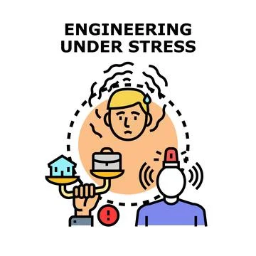 Engineering professional facing stress and work life balance challenges 스톡 일러스트