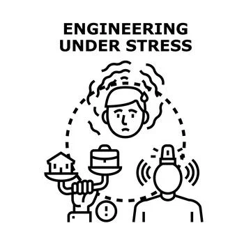 Engineering professional facing stress and work life balance challenges 스톡 일러스트