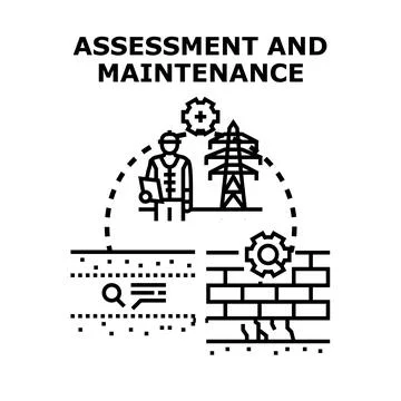 Engineering professionals performing assessment and maintenance tasks for inf Stock Illustration