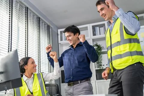 Engineering project finally developed by a group of competent engineers and Stock Photos