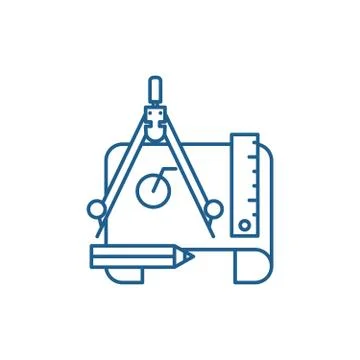 Engineering project line icon concept. Engineering project flat vector symbol Stock Illustration