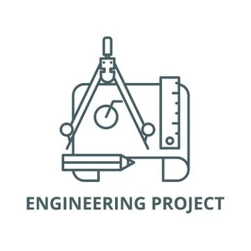 Engineering project vector line icon, linear concept, outline sign, symbol Stock Illustration