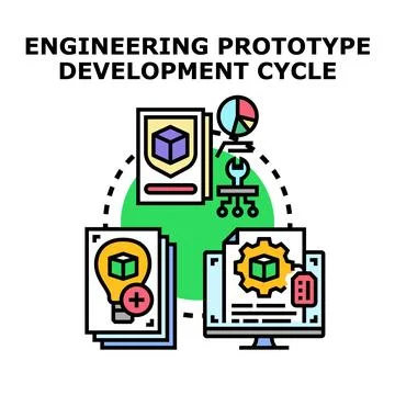 Engineering prototype development cycle process concept Illustrazione stock