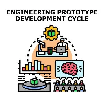 Engineering prototype development cycle process stages Stock Illustration