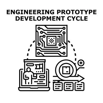 Engineering prototype development cycle stages process Illustrazione stock