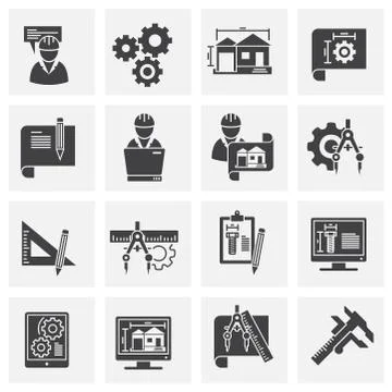 Engineering related icons set on background for graphic and web design. Creative Stock Illustration