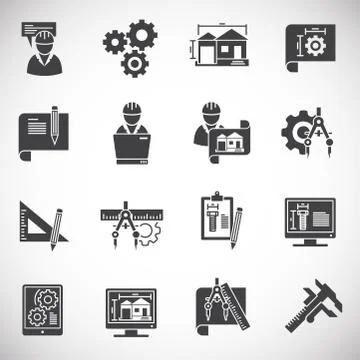 Engineering related icons set on background for graphic and web design. Creative Illustrazione stock