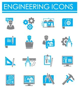 Engineering related icons set on background for graphic and web design. Creative Stock Illustration