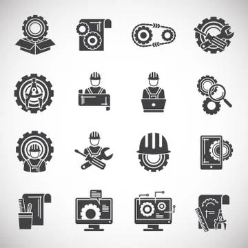 Engineering related icons set on background for graphic and web design. Creative Stock Illustration