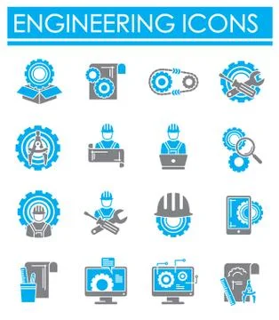 Engineering related icons set on background for graphic and web design. Creative Illustrazione stock