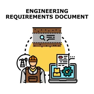 Engineering requirements document development and analysis Stock Illustration
