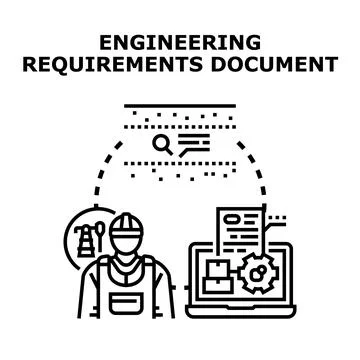 Engineering requirements document development and analysis Stock Illustration
