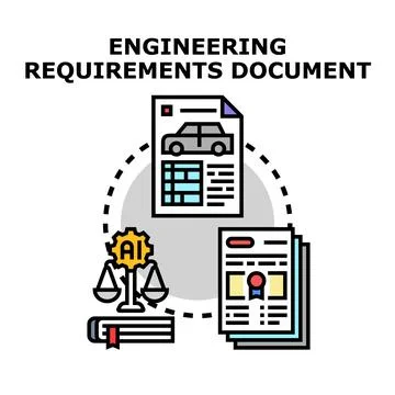 Engineering requirements document planning and development process Illustrazione stock