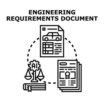 Engineering requirements document planning and development process Stock Illustration