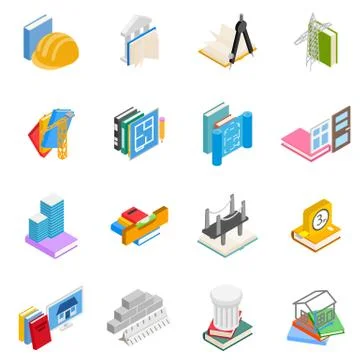 Engineering research icons set, isometric style Stock Illustration