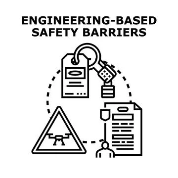 Engineering safety barriers implementing risk control measures Stock Illustration