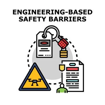Engineering safety barriers implementing risk control measures Stock Illustration