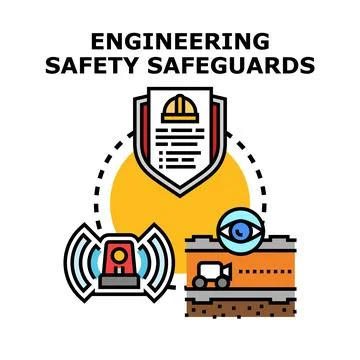 Engineering safety safeguards protecting construction site security Stock Illustration