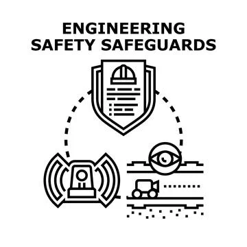 Engineering safety safeguards protecting construction site security Stock Illustration