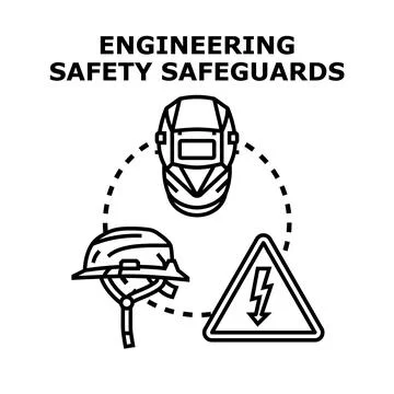 Engineering safety safeguards protective equipment concept icon Stock Illustration