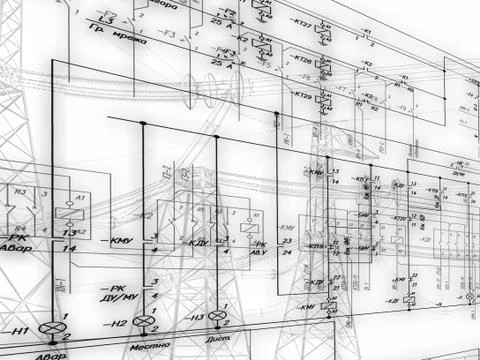 Engineering scheme of connection of  automation equipment Stock Illustration