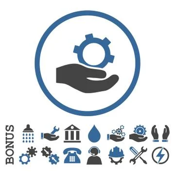 Engineering Service Flat Rounded Vector Icon With Bonus Stockillustratie
