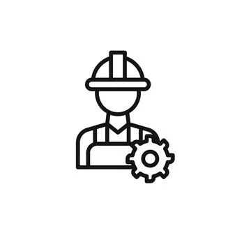 Engineering service icon outline collection in black Stock Illustration