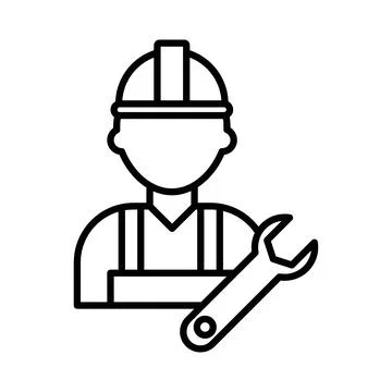 Engineering service linear logo mark in black and white イラスト素材