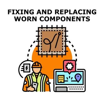 Engineering service planning and fixing equipment components Stock Illustration