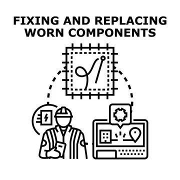 Engineering service planning and fixing equipment components Stock Illustration