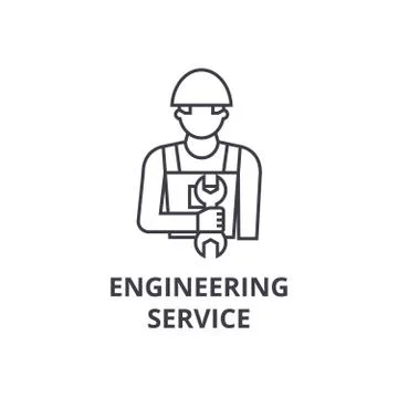Engineering service vector line icon, sign, illustration on background, editable Stock Illustration
