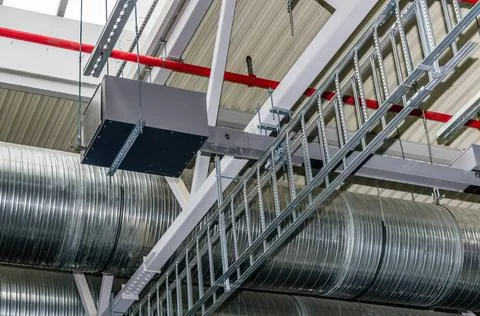 Engineering services in a building Pipes and other engineering services in... Fotos de archivo