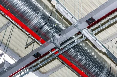 Engineering services in a building Pipes and other engineering services in... Fotos de archivo
