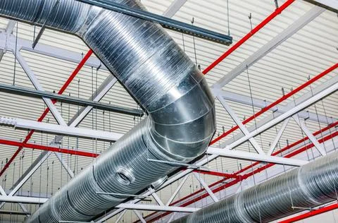 Engineering services in a building Pipes and other engineering services in... Fotos de archivo