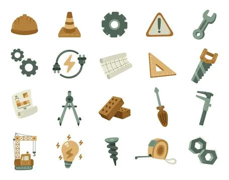 Engineering set in scandinavian style Stock Illustration