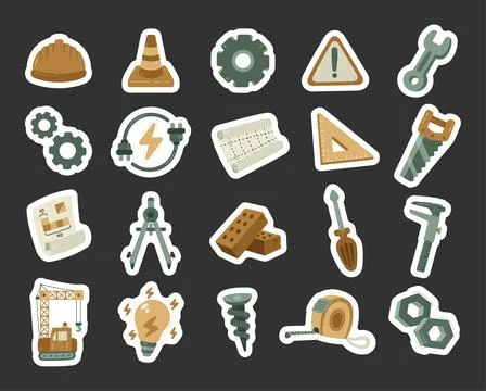 Engineering set in scandinavian style Stock Illustration