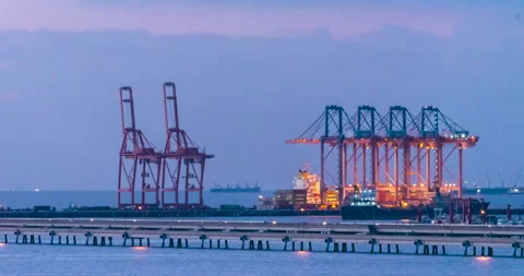 Engineering shipping crane depot at logistic export terminal control Video stock 250580301