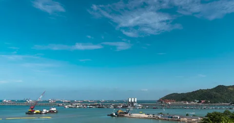 Engineering shipping crane depot at logistic export terminal control Video stock 253770150