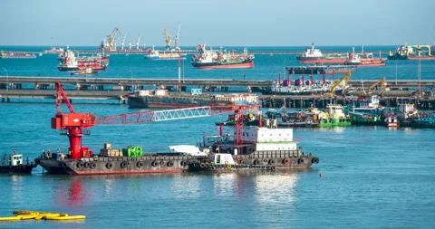 Engineering shipping crane depot at logistic export terminal control Video stock 253770665