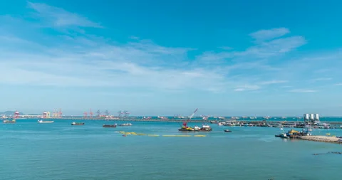 Engineering shipping crane depot at logistic export terminal control Video stock 253770683