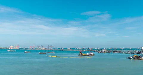 Engineering shipping crane depot at logistic export terminal control Video stock 253770690