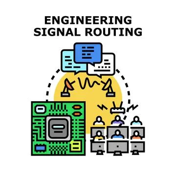 Engineering signal routing digital data communication network 库存插图