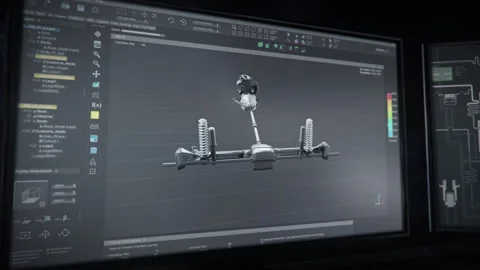 Engineering software used for manufacturing the elements of automotive equipment Stock Footage 252228583