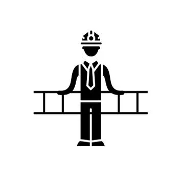 Engineering solution black icon, vector sign on isolated background. Engineering Illustrazione stock