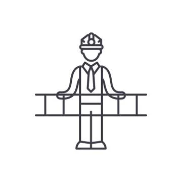 Engineering solution line icon concept. Engineering solution vector linear Stock Illustration