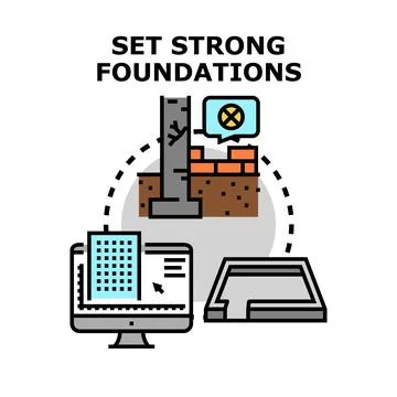 Engineering solutions for building construction foundations Stock Illustration