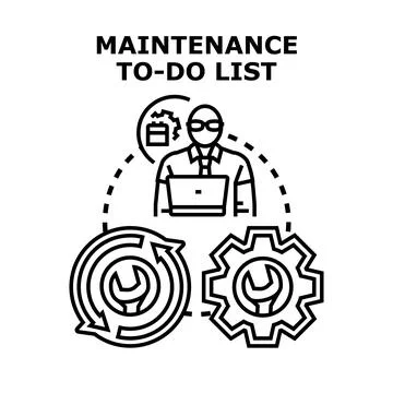 Engineering specialist managing system maintenance and repair tasks Stock Illustration