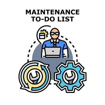Engineering specialist managing system maintenance and repair tasks Stock Illustration