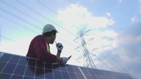 Engineering in standard safety uniform working inspect. Stock Footage 217912294
