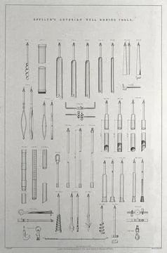 Engineering: a steam engine. Lithograph 1852. Illustrazione stock